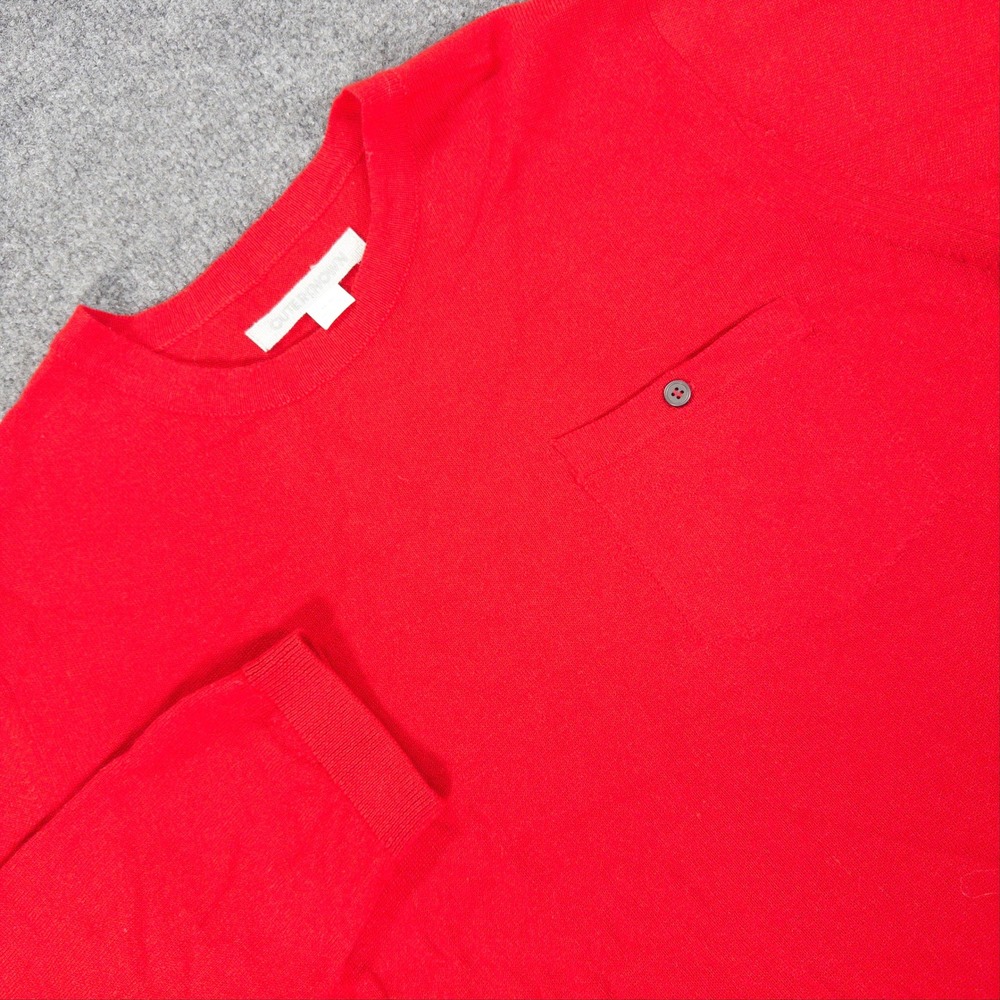 Outerknown Mens XL Red 100% Merino Wool Crewneck Sweater Chest Pocket #4801